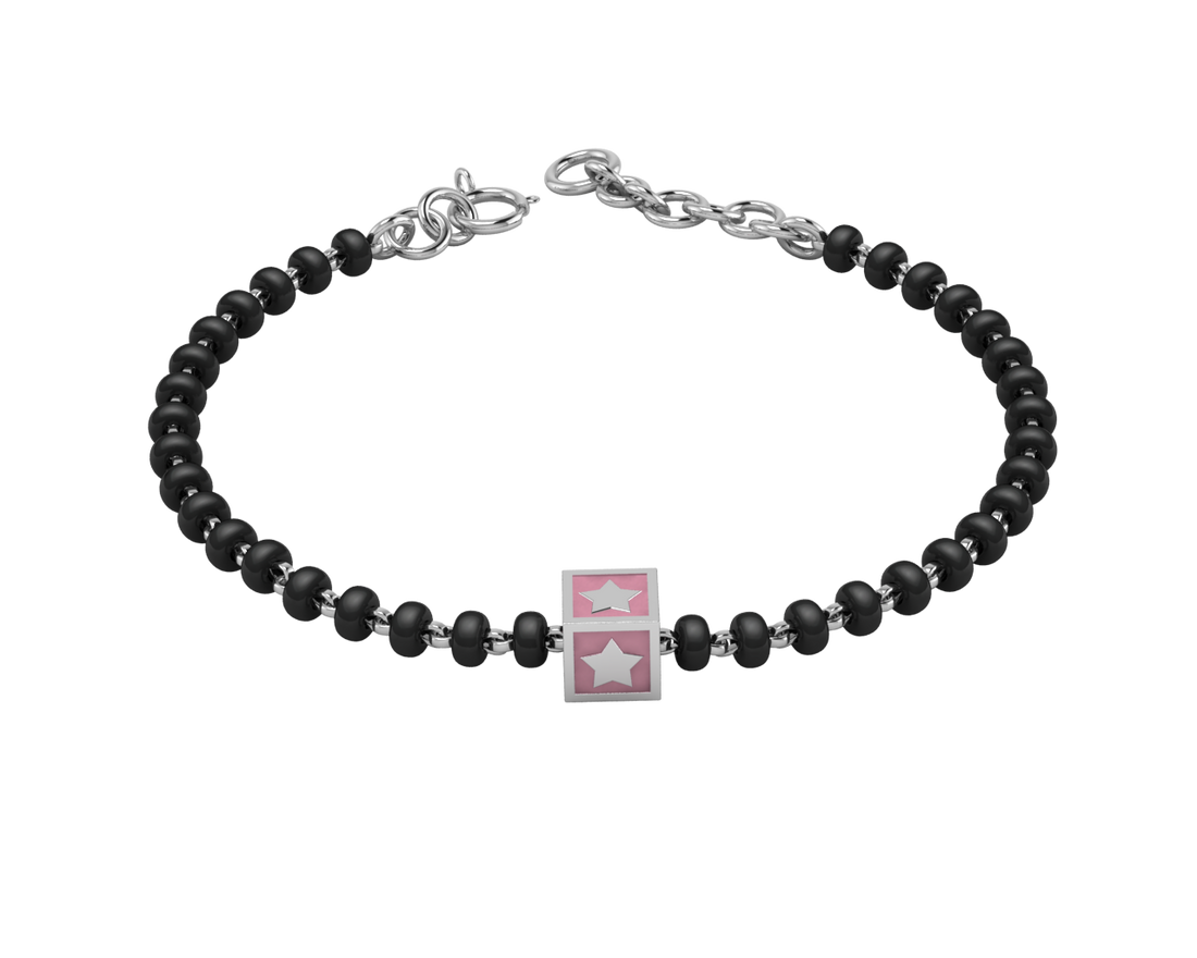 Sterling Silver Single Kube Nazariya For Baby & Child With Star Square Babykubes 4 / Blue