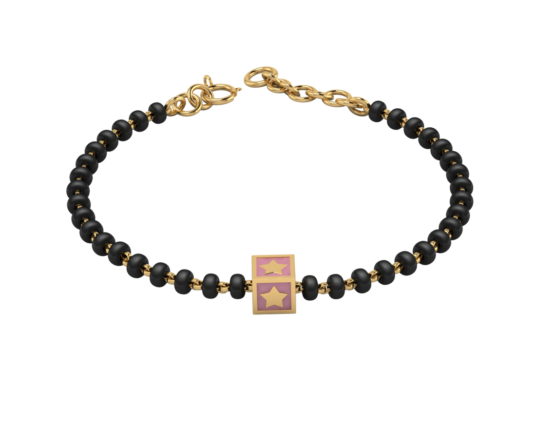 Sterling Silver Single Kube Nazariya For Baby & Child With Star Square Babykubes-18Kt Gold Plated 4