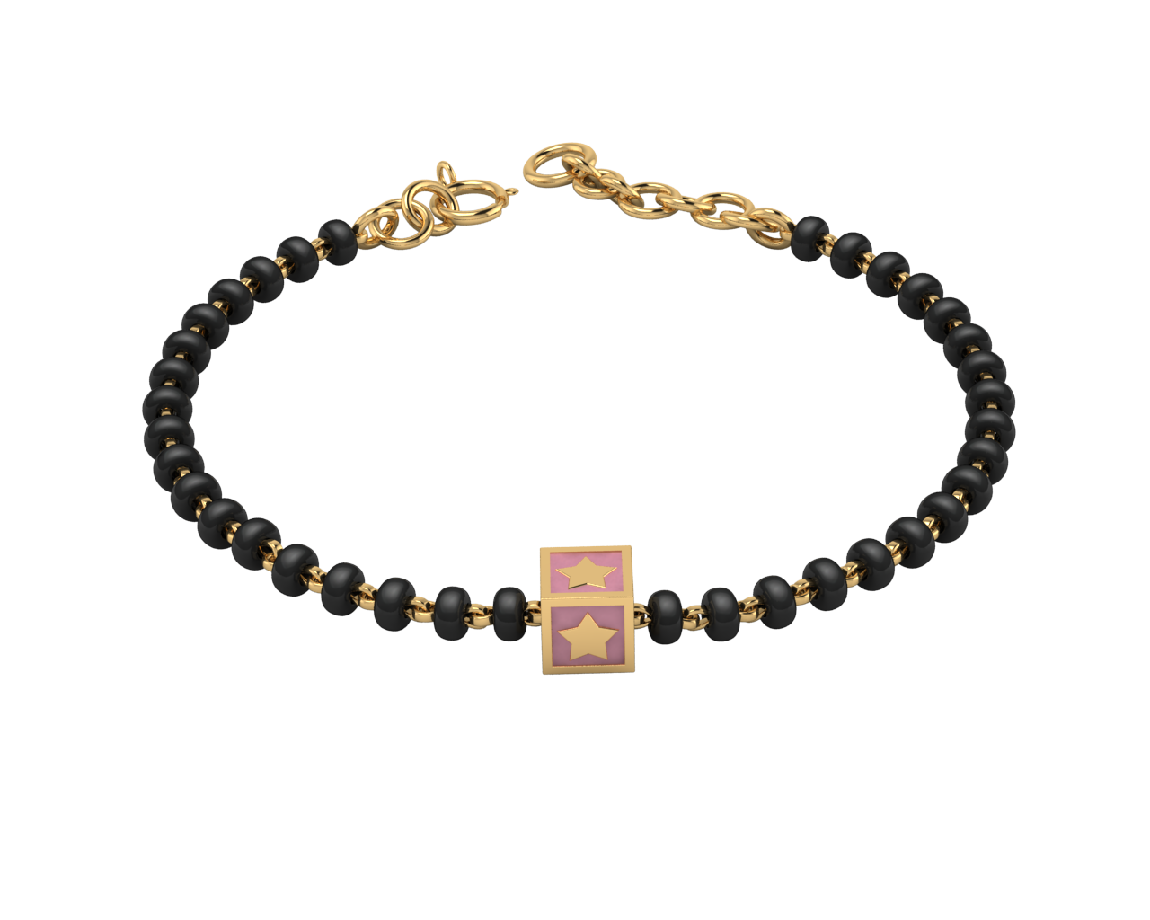 Sterling Silver Single Kube Nazariya For Baby & Child With Star Square Babykubes-18Kt Gold Plated 4