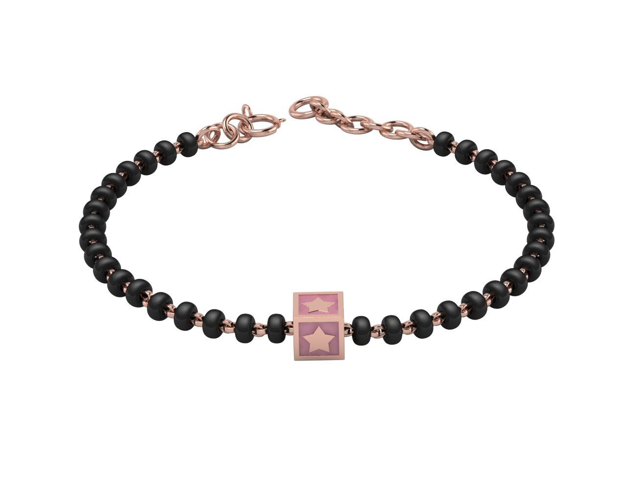 Sterling Silver Single Kube Nazariya For Baby & Child With Star Square Babykubes-18Kt Pink Gold
