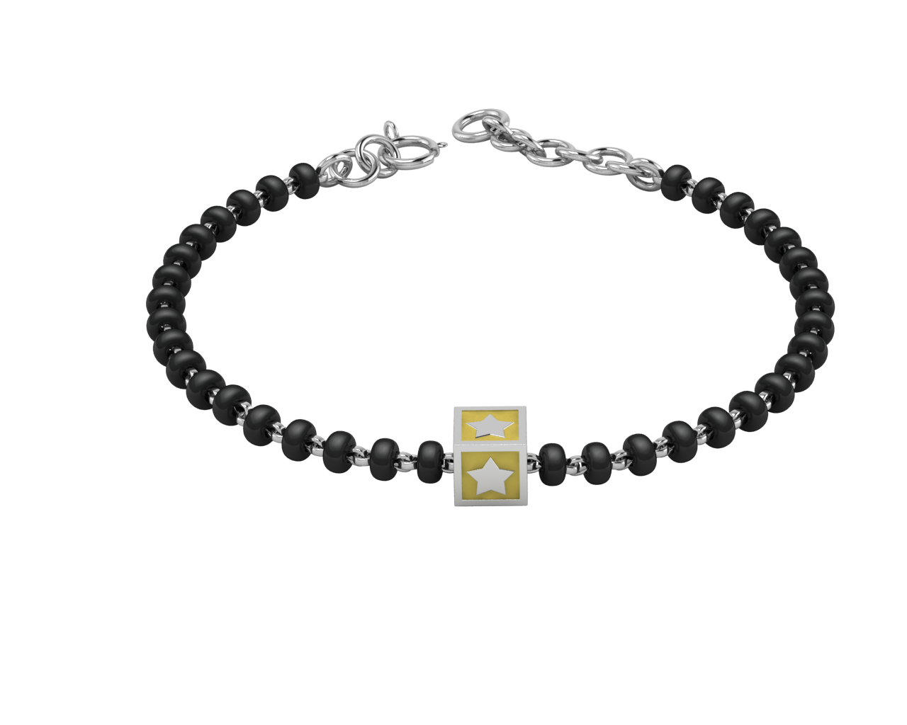 Sterling Silver Single Kube Nazariya For Baby & Child With Star Square Babykubes 4 / Yellow