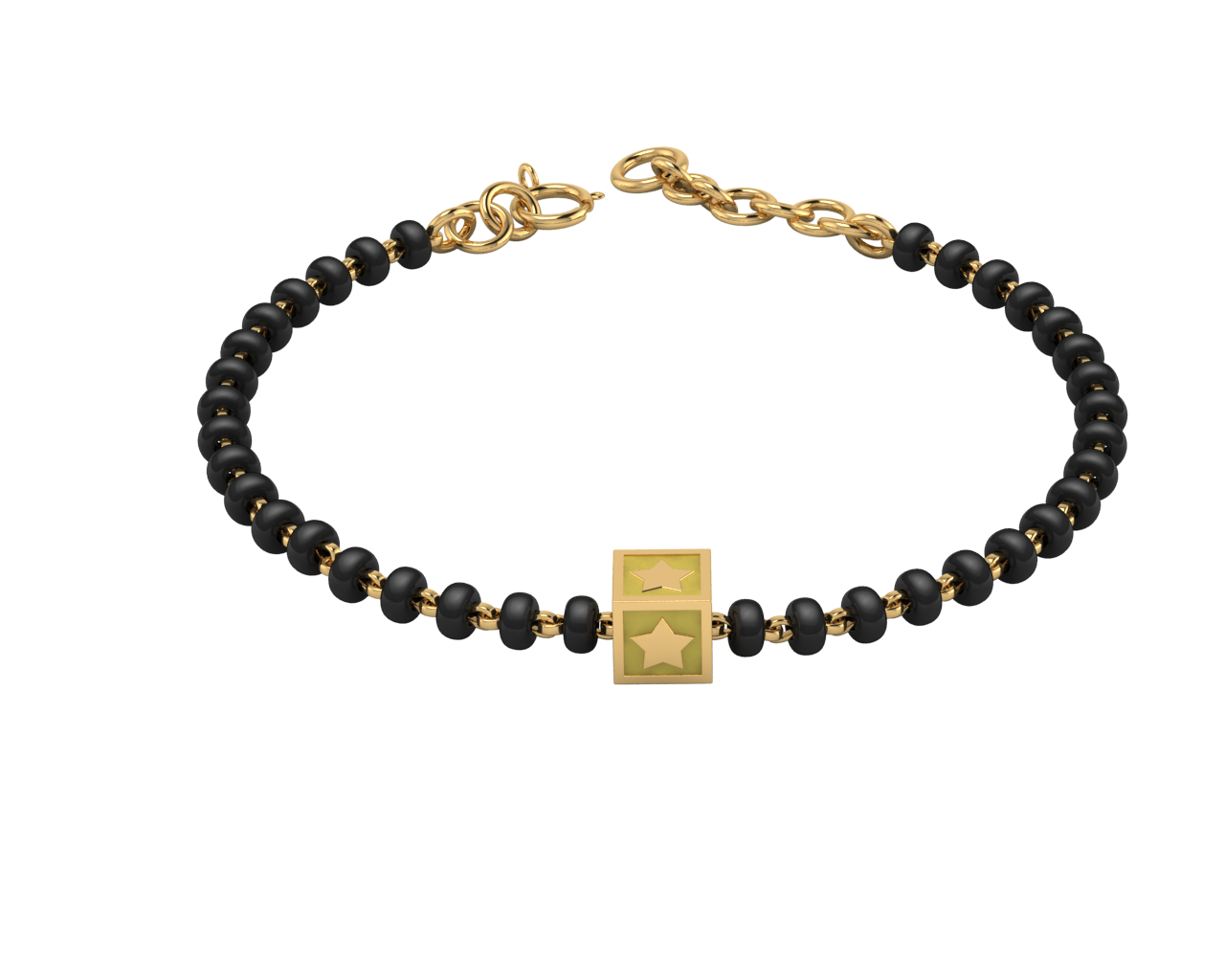 Sterling Silver Single Kube Nazariya For Baby & Child With Star Square Babykubes-18Kt Gold Plated 4