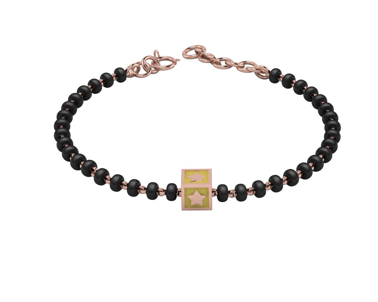 Sterling Silver Single Kube Nazariya For Baby & Child With Star Square Babykubes-18Kt Pink Gold