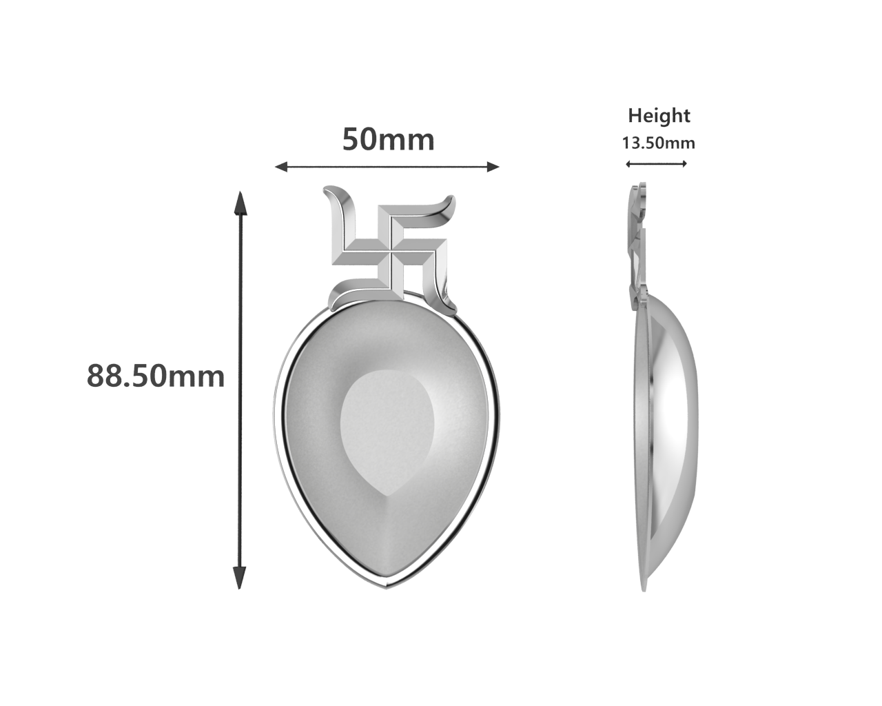 Sterling Silver Diya For Pooja - Swastik Motif Pear By Isvara Diyas