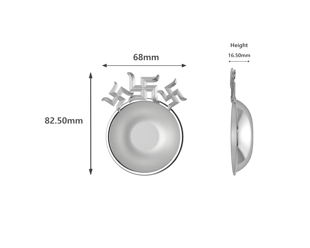 Sterling Silver Diya For Pooja - Triple Swastik Motif Round By Isvara