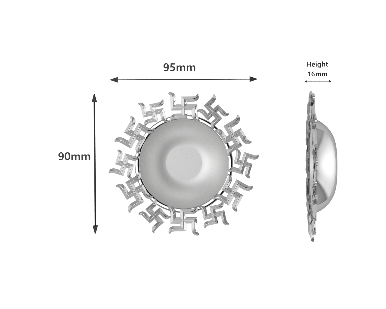 Sterling Silver Diya For Pooja - Multi Swastik Motif Round By Isvara