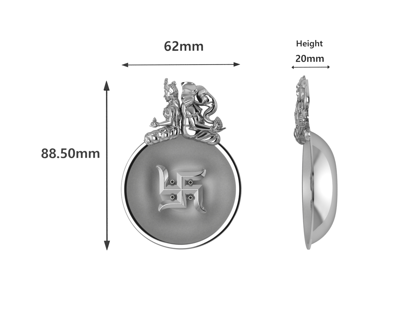 Sterling Silver Ganesh Laxmi Swastik Round Diya & Agarbatti Holder Set By Isvara