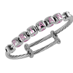 Personalised Silver Bangle Bracelet For Baby To Teen - Adjustable With Dice Cubes
