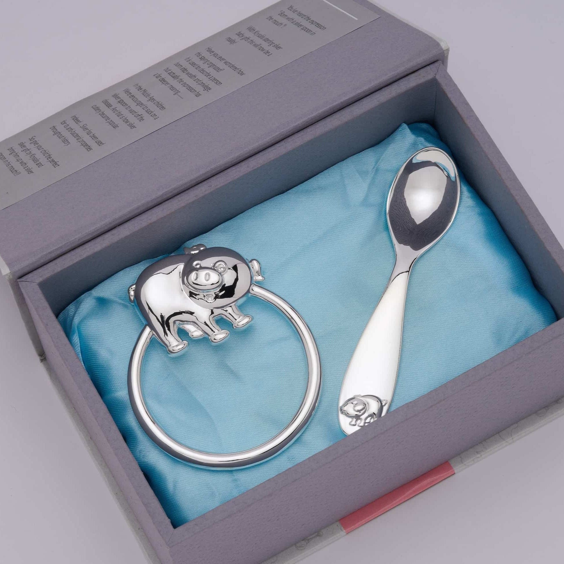 Hamper with Piggy Rattle & Spoon-Engraveable