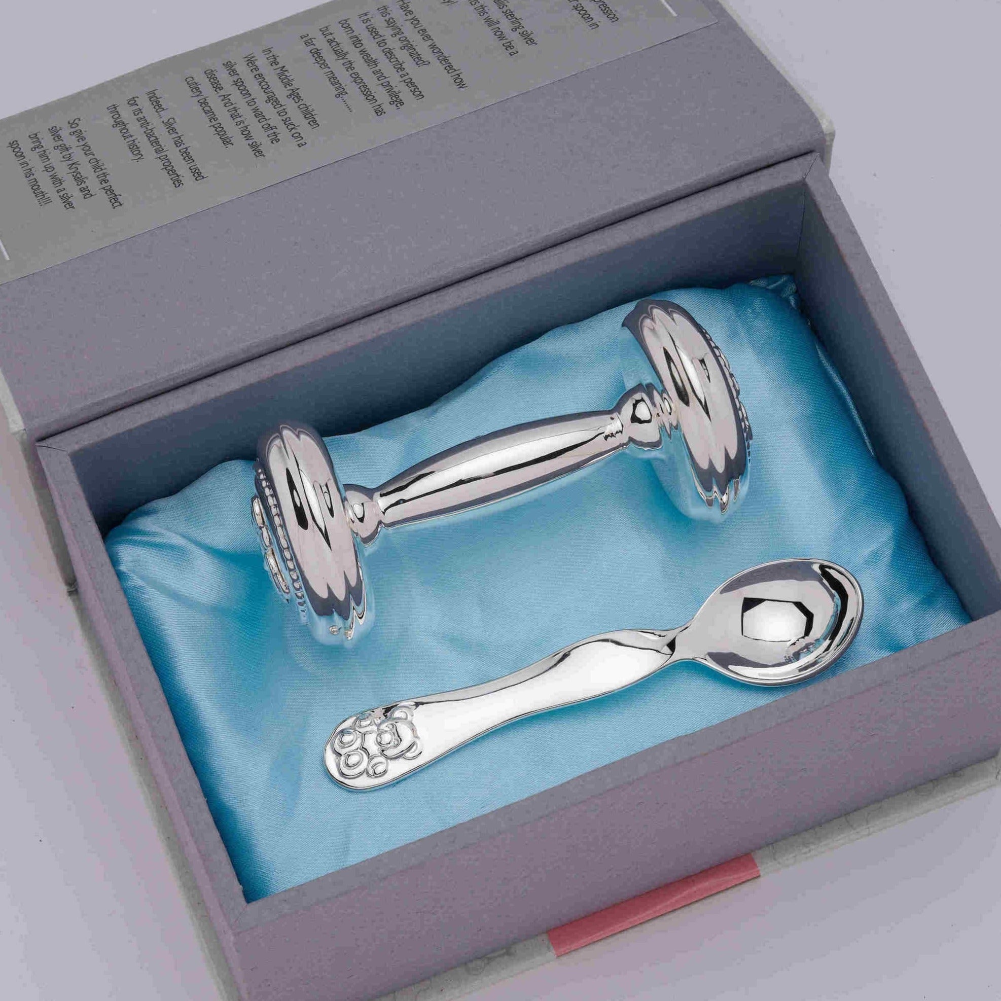 Teddy Dumbbell Rattle & Teddy Spoon- Engraveable