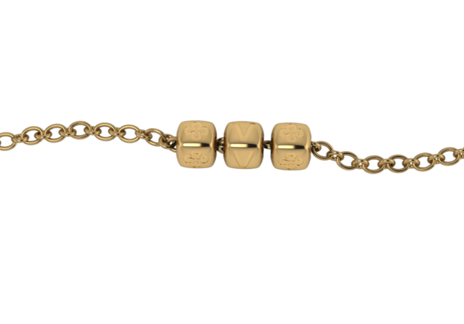 Sterling Silver Rakhi Bracelet 18 Kt Gold Plated With Plain Dice Cubes For All