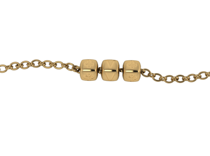 Sterling Silver Rakhi Bracelet 18 Kt Gold Plated With Plain Dice Cubes For All