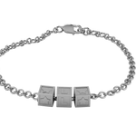 Copy Of Sterling Silver Rakhi Bracelet With Oxidised Square Cubes For Boys & Men