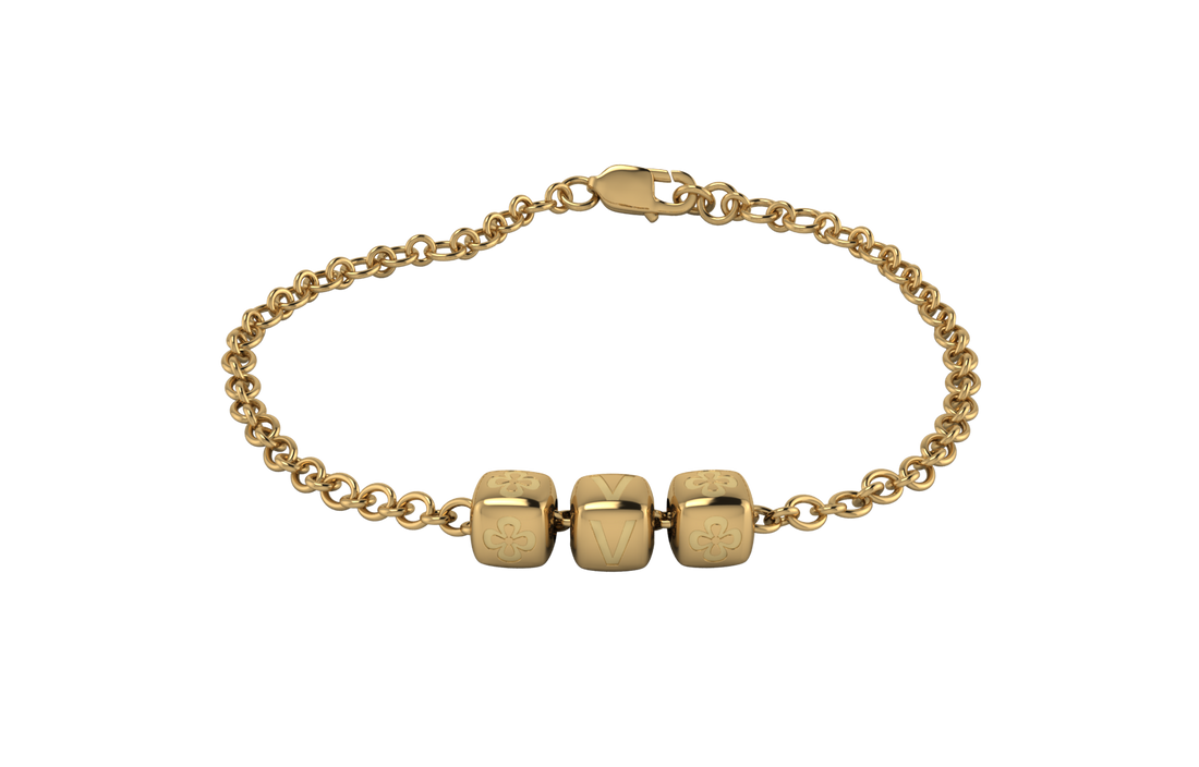 Sterling Silver Rakhi Bracelet 18 Kt Gold Plated With Plain Dice Cubes For All