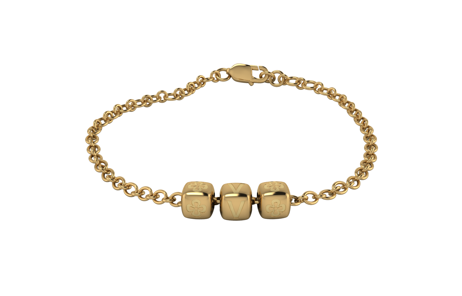 Sterling Silver Bracelet 18 Kt Gold Plated With Dice Cubes For All Rakhi