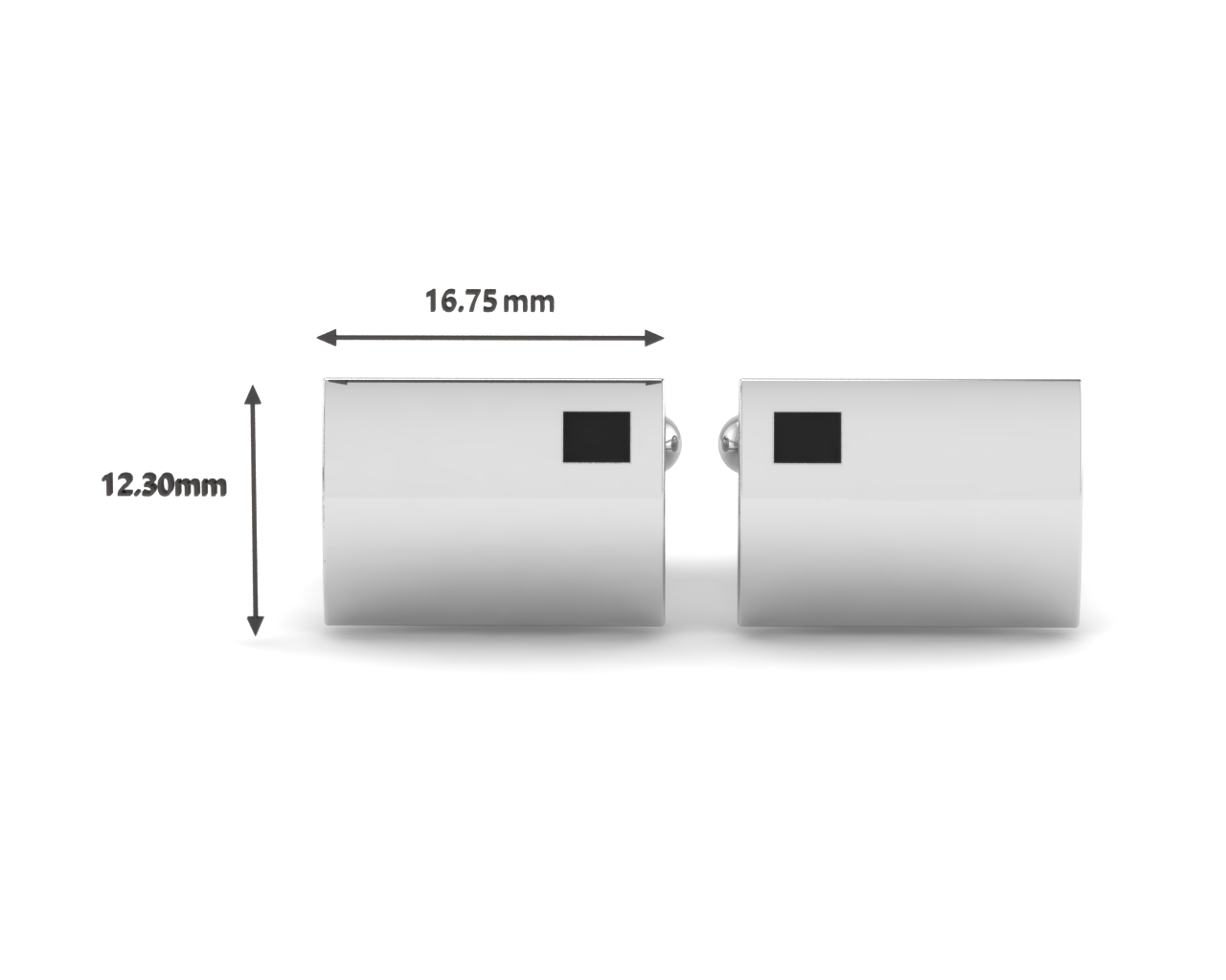 Sterling Silver Cufflinks - Square with small black enamelled square