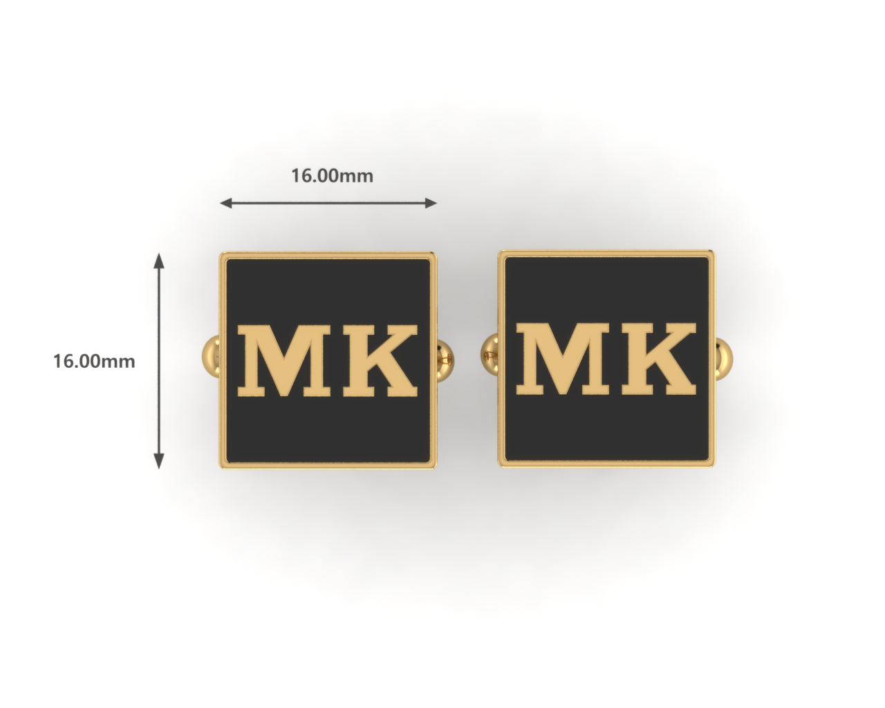 Personalised Sterling Silver Cufflinks Square With 18 Kt Gold Plating For Men