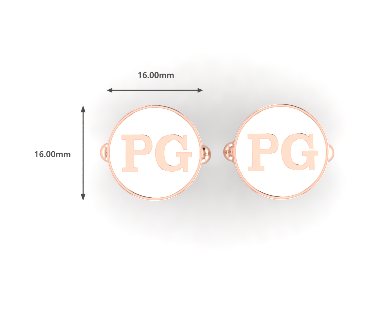 Personalised Sterling Silver Cufflinks Round With 18 Kt Pink Gold Plating For Men