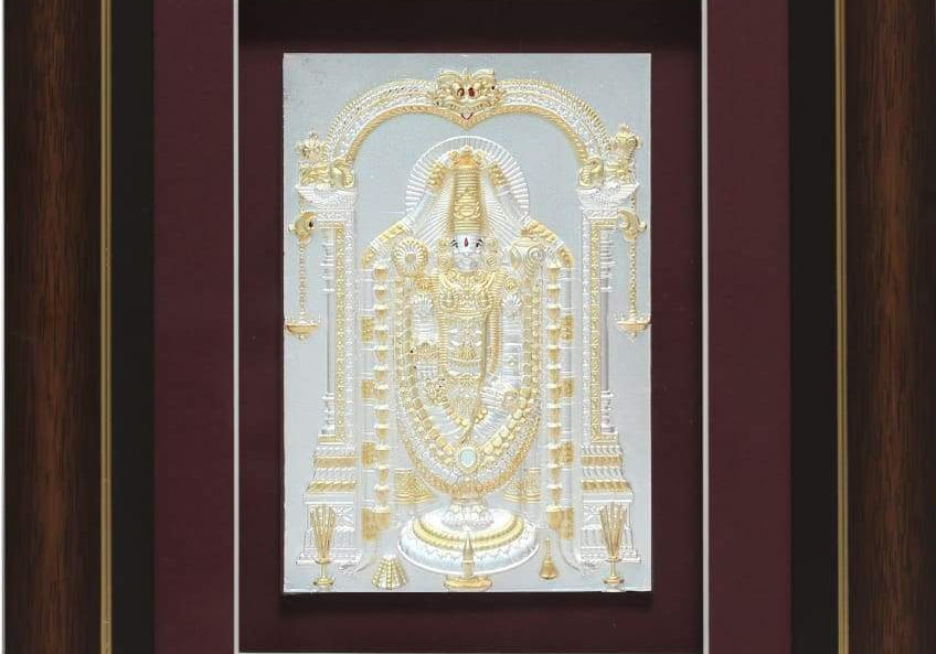 Pure Silver God Photo Frame of Balaji by Isvara