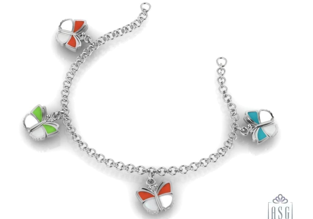 Butterfly Charms Sterling Silver Baby Bracelet