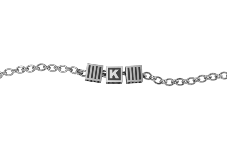 Sterling Silver Rakhi Bracelet With Oxidised Cubes For Boys & Men