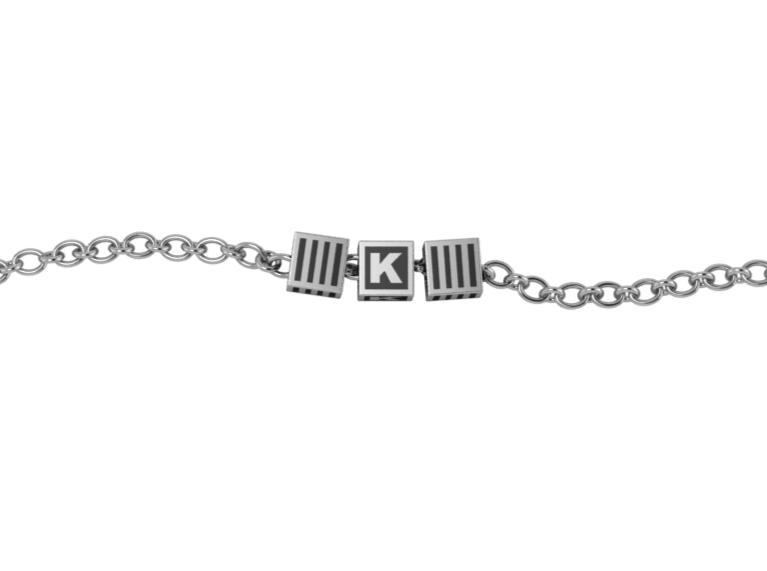 Sterling Silver Rakhi Bracelet With Oxidised Cubes For Boys & Men