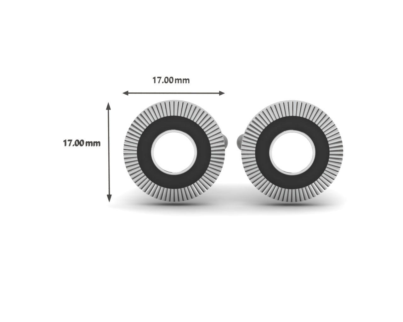Sterling Silver Cufflinks - Round ribbed with black and white enamel