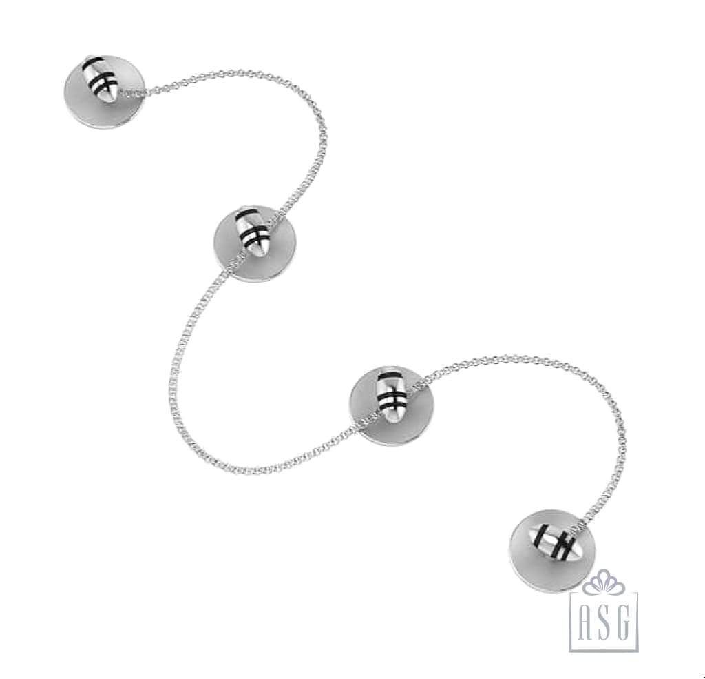 Sterling Silver Kurta Buttons for Men - Black Enamel Bullets