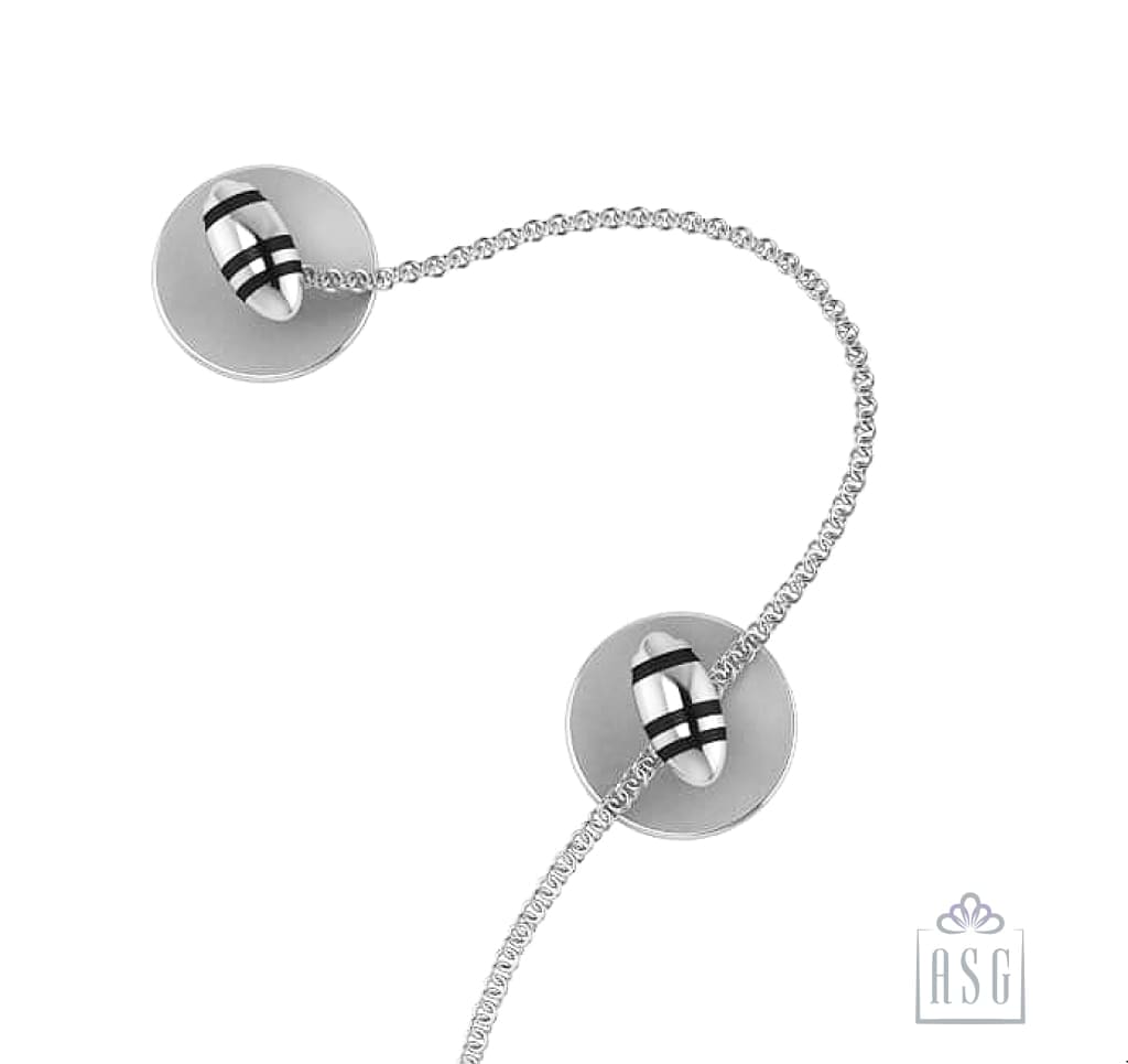 Sterling Silver Kurta Buttons for Men - Black Enamel Bullets