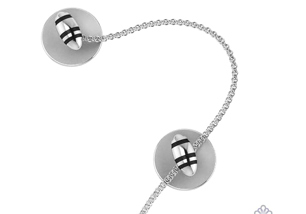 Sterling Silver Kurta Buttons for Men - Black Enamel Bullets