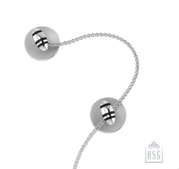 Sterling Silver Kurta Buttons for Men - Black Enamel Bullets