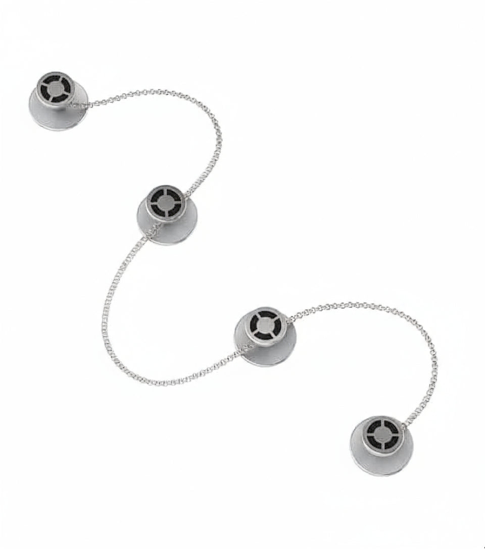 Sterling Silver Kurta Buttons for Men - Crescent black enamel