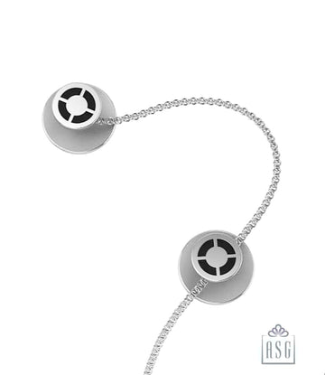 Sterling Silver Kurta Buttons for Men - Crescent black enamel