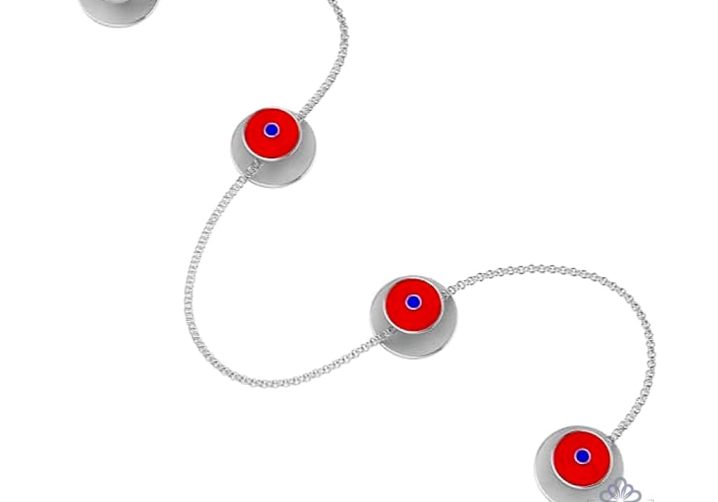 Sterling Silver Kurta Buttons for Men - Red and Blue enamel Circles