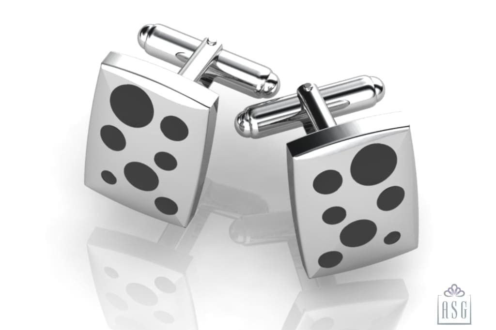 Sterling Silver Rectangle Cufflinks - Polka Dots