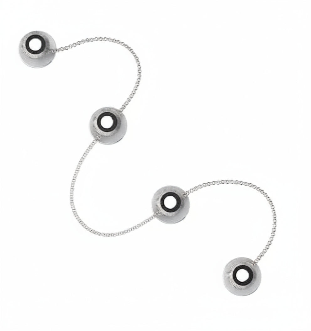 Sterling Silver Kurta Buttons for Men - Black and White Ribbed