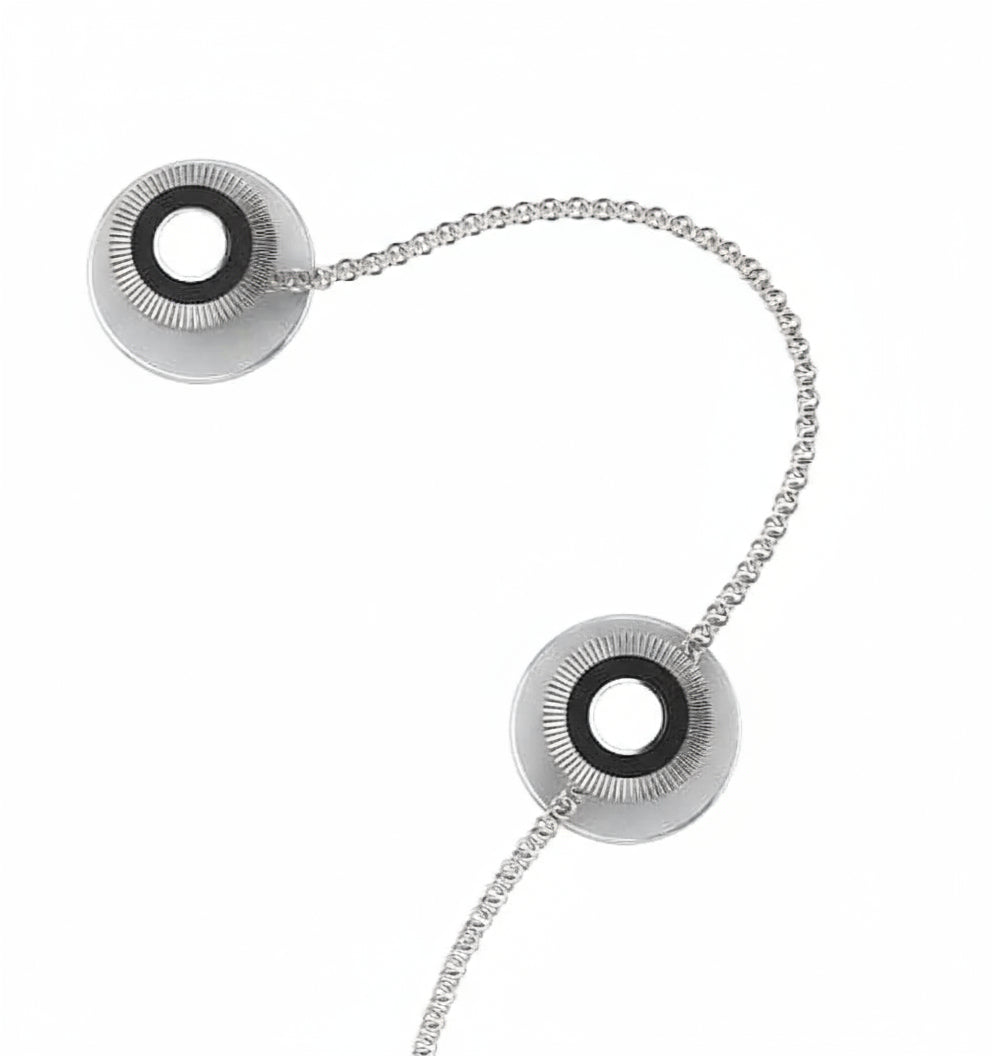 Sterling Silver Kurta Buttons for Men - Black and White Ribbed