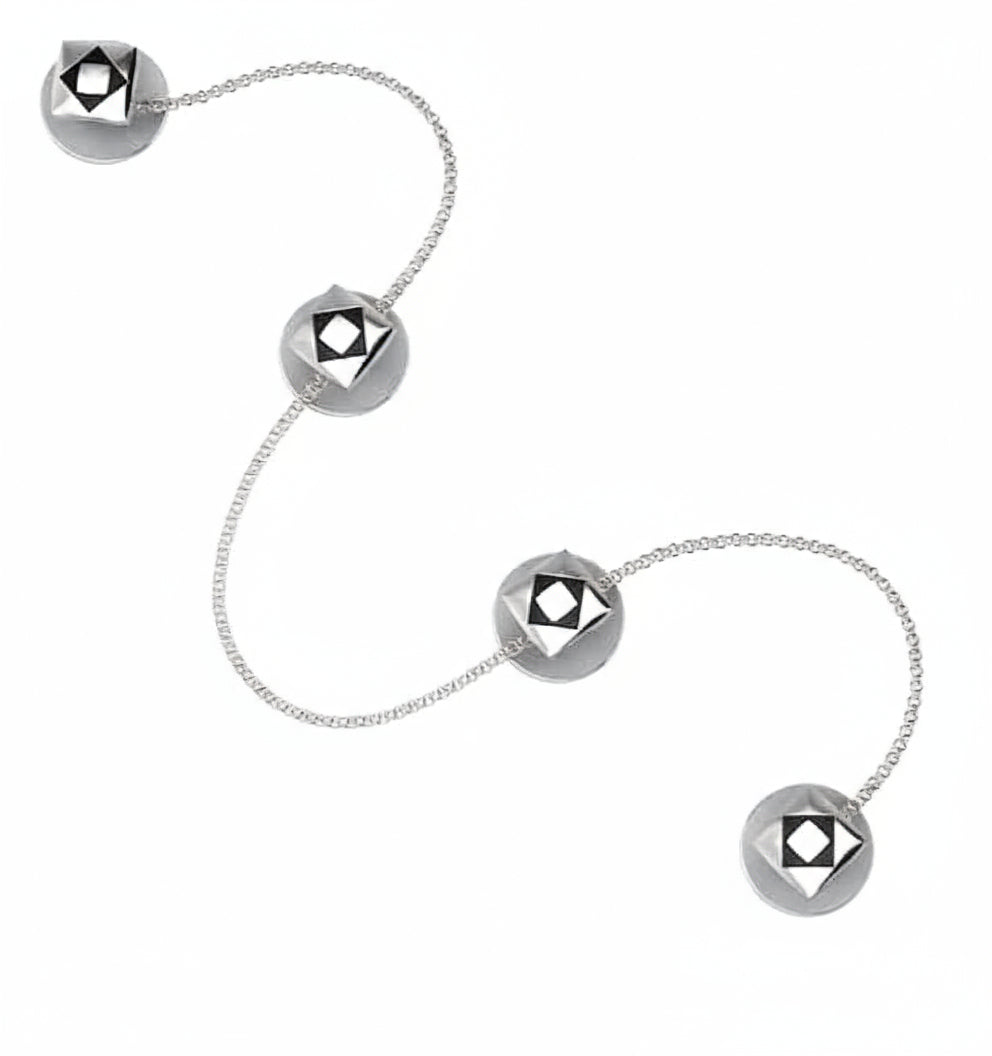 Sterling Silver Kurta Buttons for Men - Black Enamelled Square Design