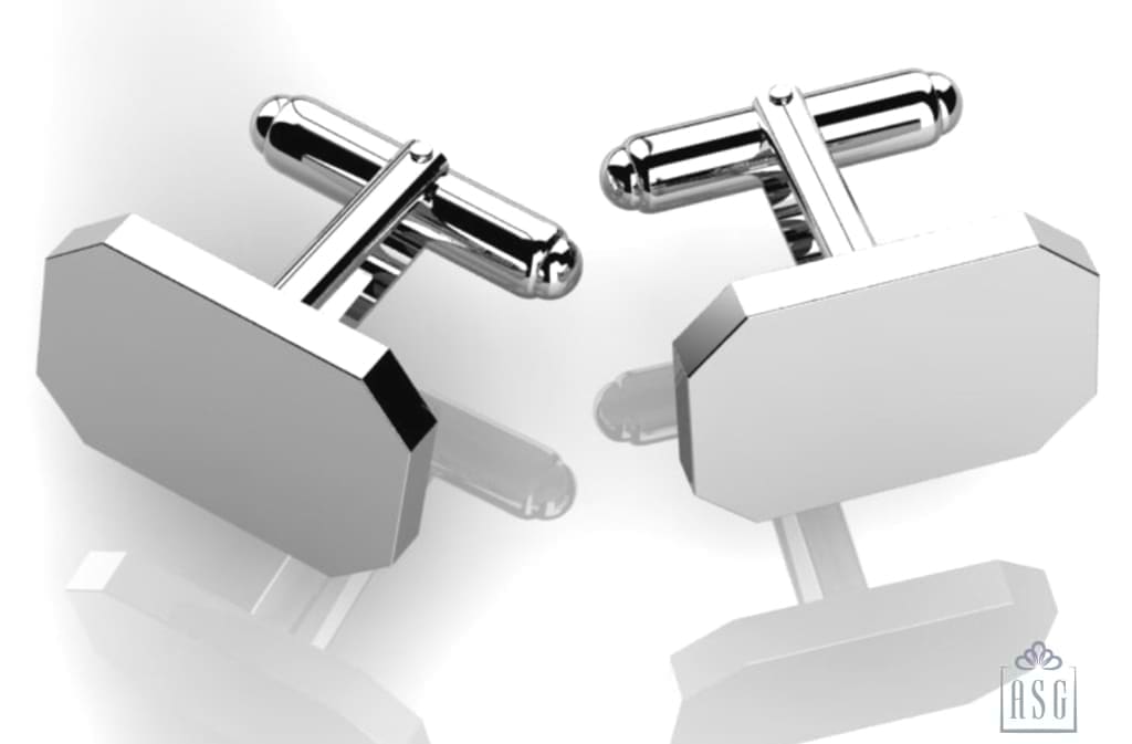 Sterling Silver Cufflinks - Classic Hexagonal Engravable