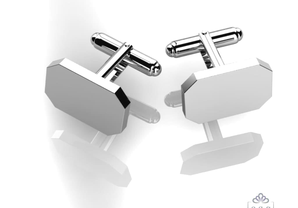 Sterling Silver Cufflinks - Classic Hexagonal Engravable