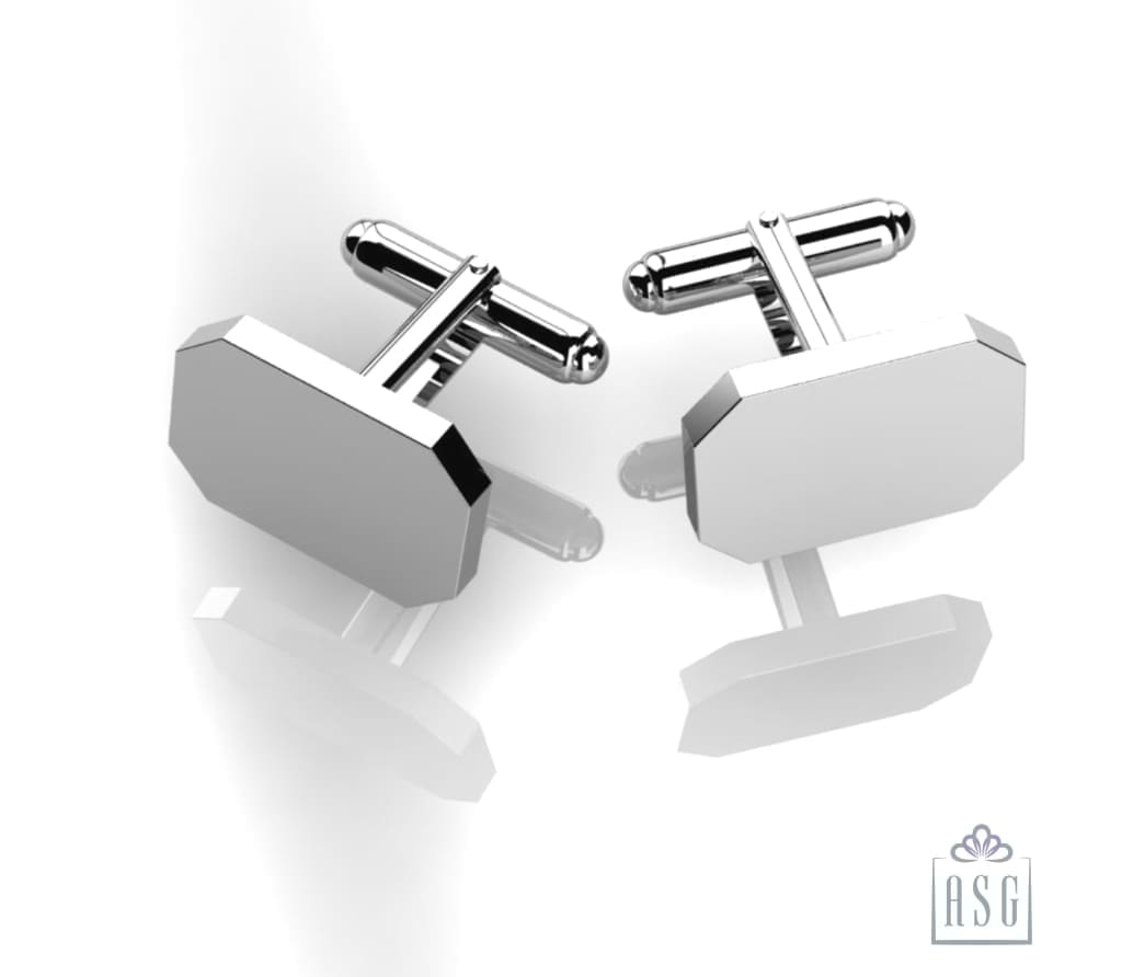 Sterling Silver Cufflinks - Classic Hexagonal Engravable