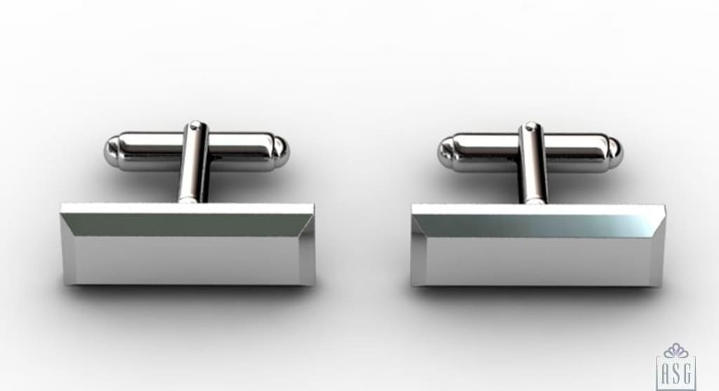 Sterling Silver Cufflinks - Classic Long Hexagonal Engravable