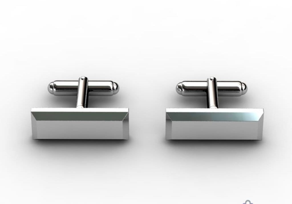 Sterling Silver Cufflinks - Classic Long Hexagonal Engravable