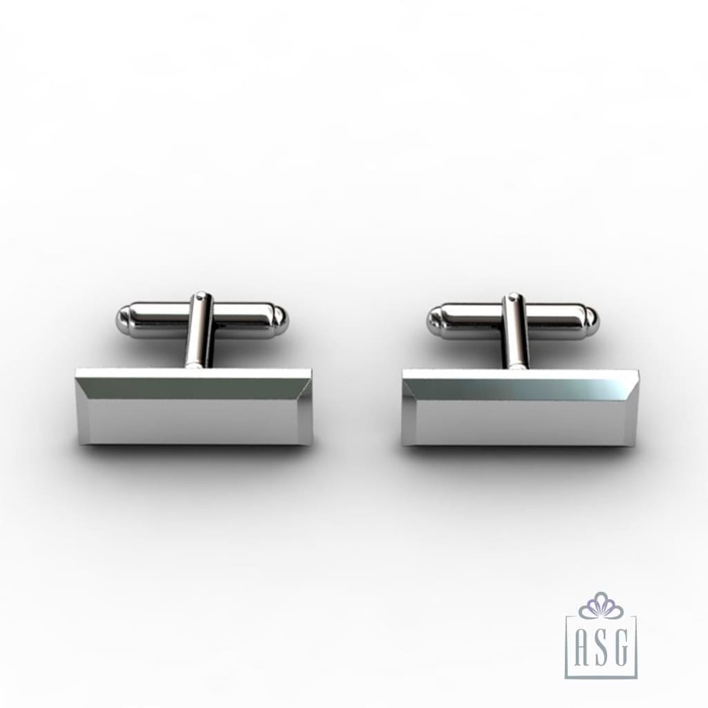 Sterling Silver Cufflinks - Classic Long Hexagonal Engravable