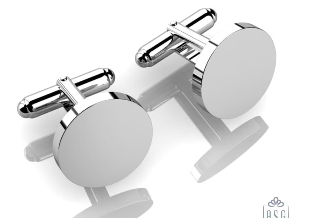 Sterling Silver Cufflinks- Classic Round Engravable