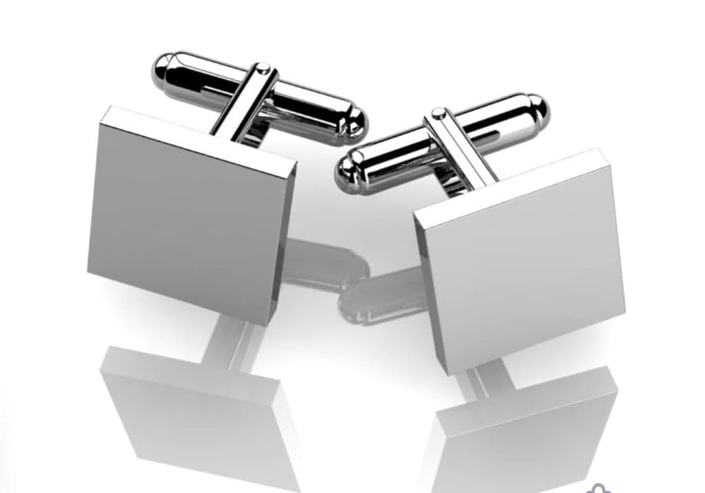 Sterling Silver Cufflinks - Classic Engravable Square