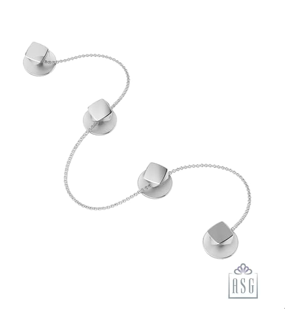 Sterling Silver Kurta Buttons for Men - Cubes