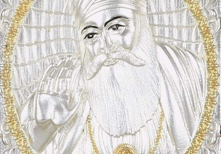 Pure Silver God Photo Frame of Guru Nanak by Isvara