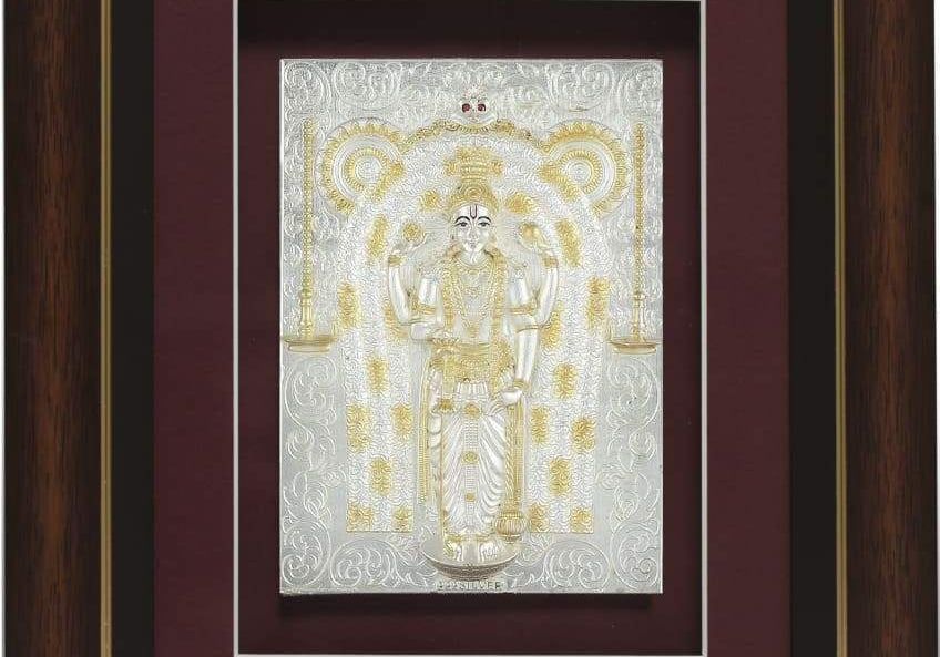 Pure Silver God Photo Frame of Guruvayurappan by Isvara