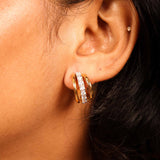 Dual Row Moissanite Pavé Hoops in Vermeil Gold